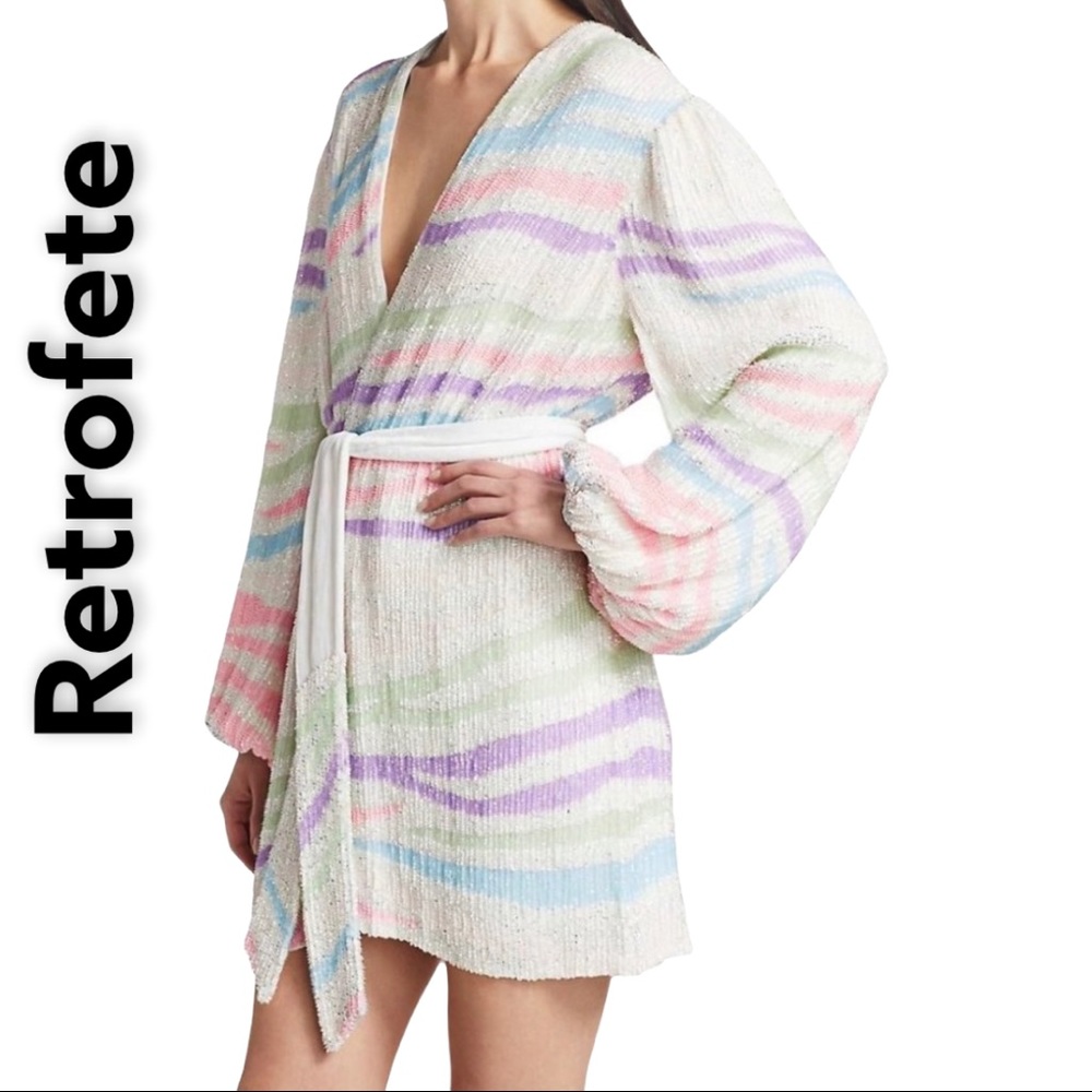 NWT Retrofete  Gabrielle Robe Sequin Wrap Dress S